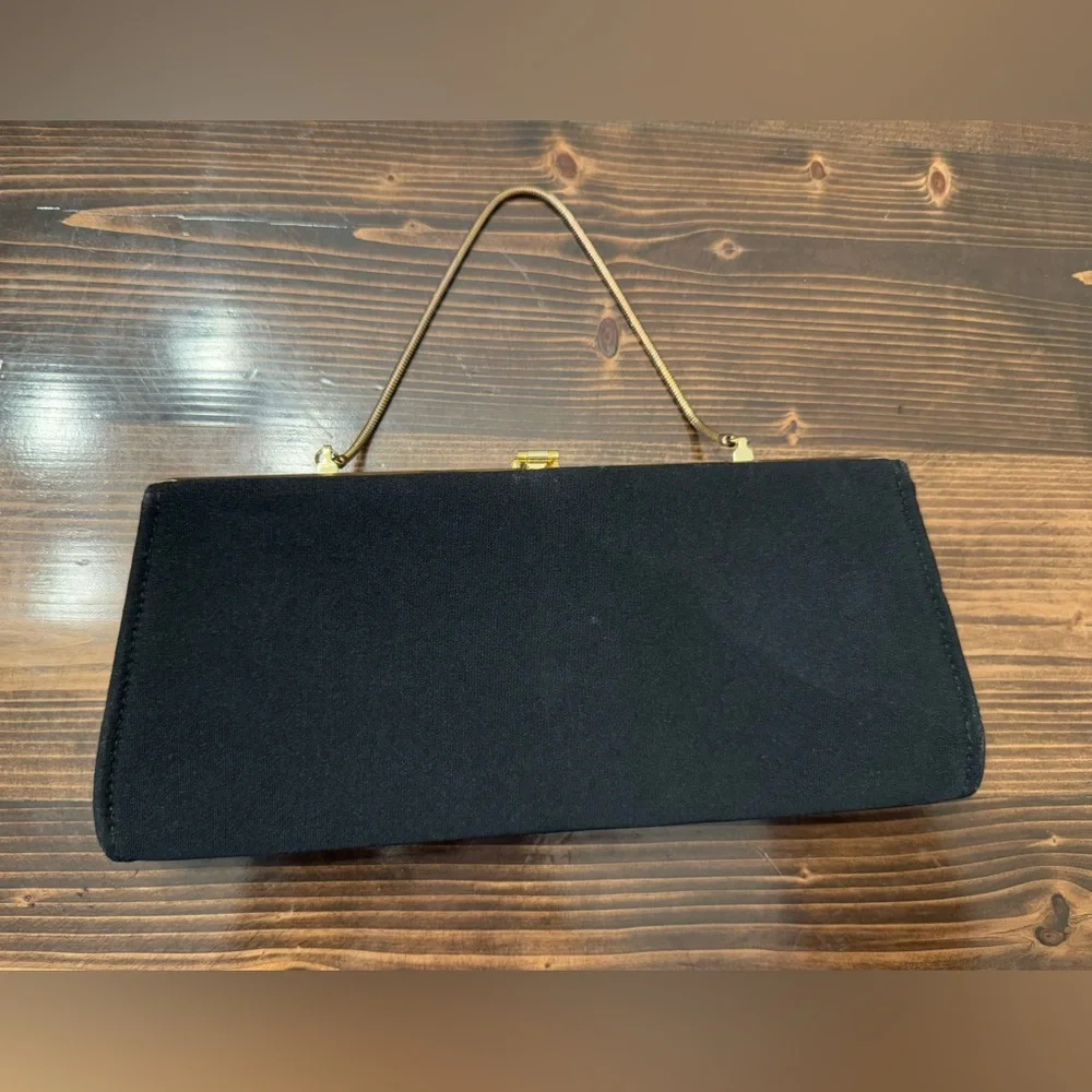 Vintage‎ Elegant Black Clutch with Gold Accents